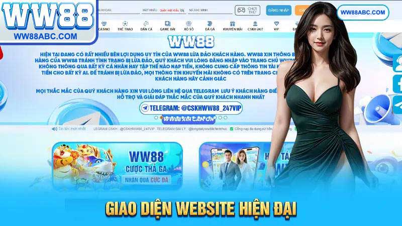 Giao diện website WW88 đẹp mắt hiện đại